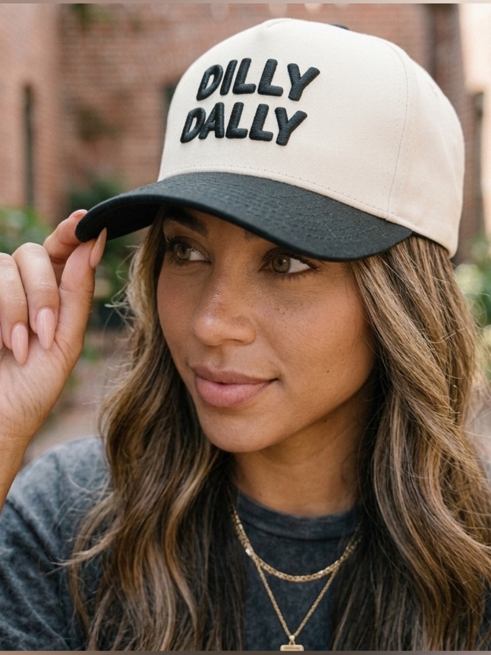 NWT Zenana “Dilly Dally” Graphic | Cream & Black Embroidered Baseball Hat - Picture 5 of 5